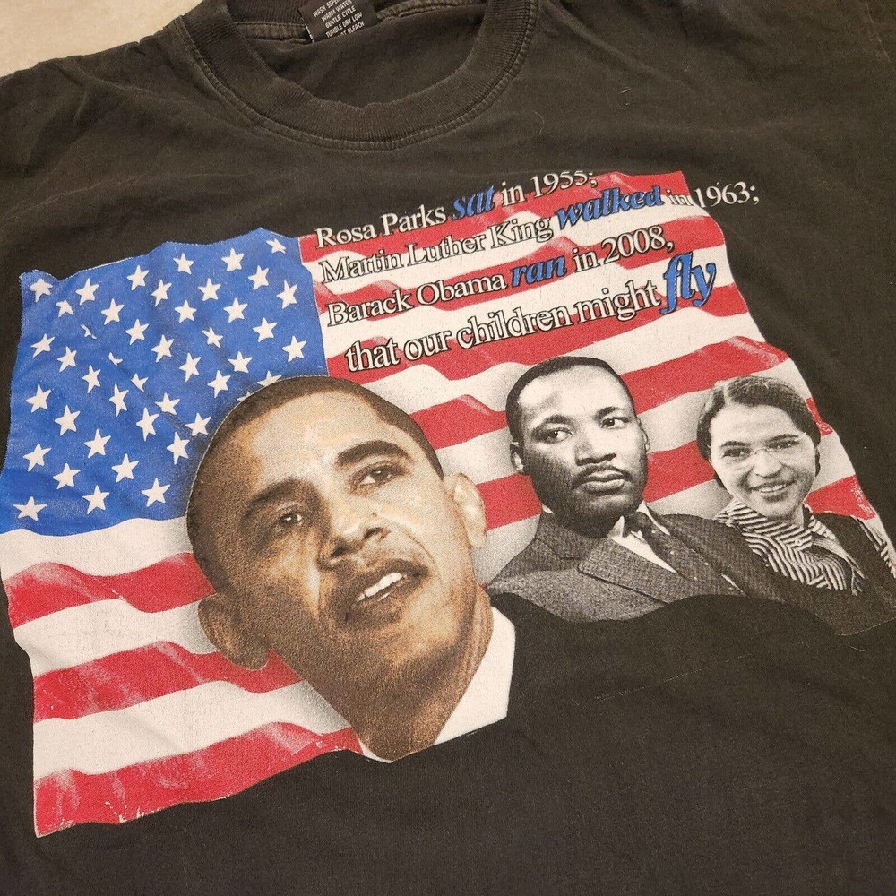VTG Barack Obama Rosa Parks Martin Luther King Mens 3XL Rap Tee T Shirt - Picture 4 of 12